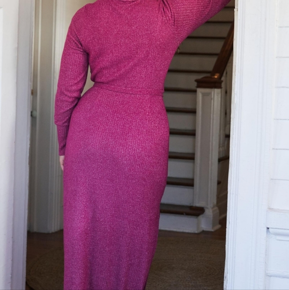 Daily Practice BY Anthropologie Raspberry Belted Knit Maxi Dress Size Medium - Picture 4 of 4